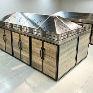 Double-Sided Steel Supermarket Rack for Fruit and Vegetable Display Shelves