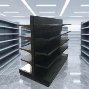 Double Sided Supermarket Island Shelf Movable Casters Side Auxiliary Layers Adjustable Planks Retail Central Goods Display Shelf