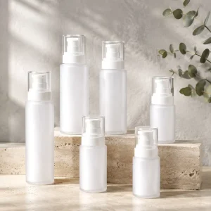 Double Wall PET Spray Bottle Press Lotion Pump White Fine Mist Cosmetic Skincare Packaging Bottle Set