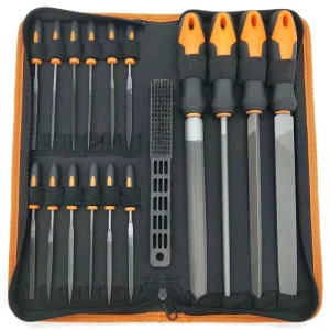 Drop Forged Alloy Steel File Tool Set Flat Triangle Half-Round Round Large Files and 12pcs Needle Files Carry Case