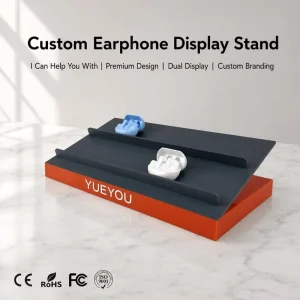 Dual-Tier Ergonomic Viewing Angle Wireless Earbuds Display Stand Vibrant Base Earphone Retail Counter Display Rack