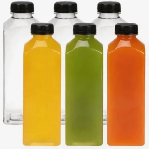 Durable PET Plastic Juice Bottle 680ml Beverage Container Square Shape Leakproof Cap Fresh Drink Packaging