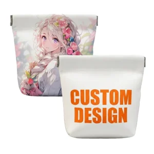 EB Spring Clip Square Coin Pouch Composite Fabric Heat Transfer Printed Squeeze Purse Self-closing Earbud Cosmetic Bag