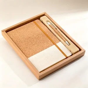 Eco-Friendly Business Gift Set Promotional Cork Notebooks Ballpoint Pen Gift Set With Custom LOGO