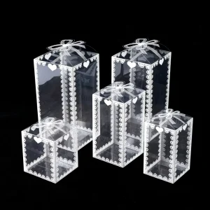 Eco-Friendly Clear PVC PET Lace Design Custom Size Transparent Gift Boxes Embossing for Parties Weddings Jewelry Candy