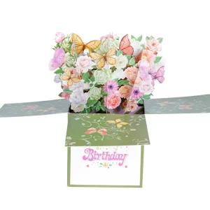 Eco Friendly Creative Matte Varnishing Art Paper 3D Pop Up Cards Gift Box Custom Logo Modern Birthday Greeting Card