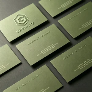 Eco-Friendly Custom Printed Embossed Business Card Box Greeting Card Holder Luxury Matte Green Linen Finish UV Printing