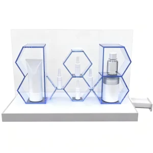 Eco Friendly Customized Acrylic Classic Cosmetics Display Stand Custom Logo Screen Print Makeup Shelf Perfume Rack