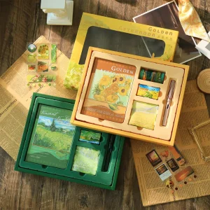 Eco Friendly Handmade Promotional Gifts Foil Hand Ledger Pen Washi Tape Art Handbook Gift Box Creative Retro Set