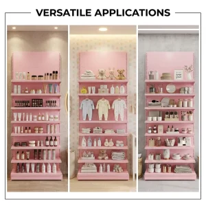 Eco-Friendly Modular Cosmetic Shop Shelving Anti-Bacterial Metal Display Retail Wall Shelves