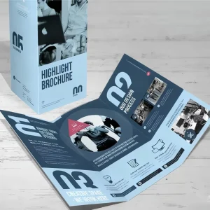 Eco-Friendly Offset Printed Glossy Trifold Brochure Advertising Catalogue Folded