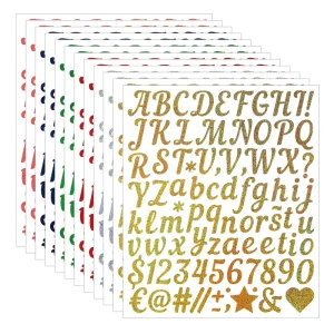 Eco Friendly Waterproof Glitter Alphabet Vinyl Stickers Self Adhesive Digital Printed Letters Matte Varnishing for Home