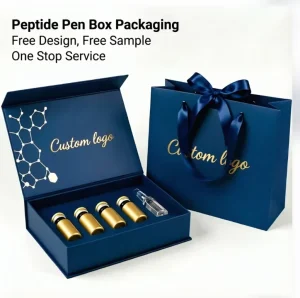 Eco-Friendly Waterproof Peptide Pen Box Packaging Flip-Top Rigid Box Gold Foil Stamping Flocked EVA Inserts Peptide Kit