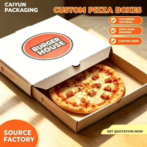 Eco Recyclable Custom Printed Square Kraft Corrugated Pizza Box Disposable Takeaway Delivery Packaging Custom Logo