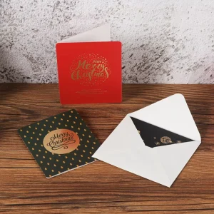 Eco friendly 8 Designs Blank Custom Greeting Handwriting Hot Stamping Christmas Greeting Cards with Envelope