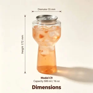 Eco friendly Beverage PET Can with Easy to Seal Transparent Pop Top Can 500ml 16oz