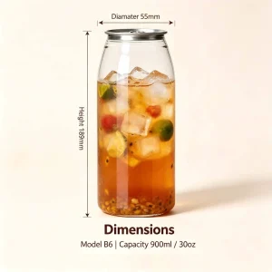 Eco friendly Clear Plastic PET Can with Fresh Keeping Durable Empty Plastic Bottle 900ml 30oz