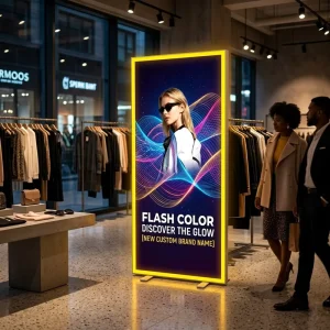 Eco friendly Custom Logo Rectangle PVC Aluminum Light Box Floor Standing Indoor LED Advertising Signage for Shop Storefront