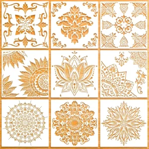 Eco-friendly Large Reusable Mandala Stencil Laser Cut Painting Template for Floor Wall Tile Fabric Furniture