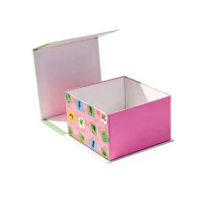 Eco friendly Pink Magnetic Gift Box with Custom Cartoon Print for Small Kids Lifestyle Brands