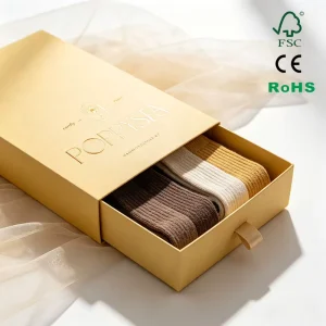 Eco-friendly Recyclable Rigid Paperboard Pull Out Drawer Box for Luxury Apparel Tie Socks Underwear Packing with UV Coating Logo