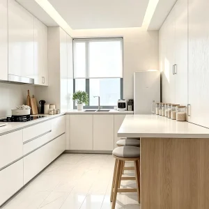 Elabor Free Design Modern Custom White Wooden PVC RTA Ready to Assemble Furniture Kitchen Cabinet System