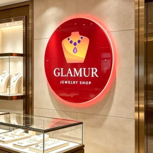 Elegant Acrylic Backlit Company Brand Sign for Premium Jewelry Stores Custom LED Lighted Display for Makeup and Beauty Salons
