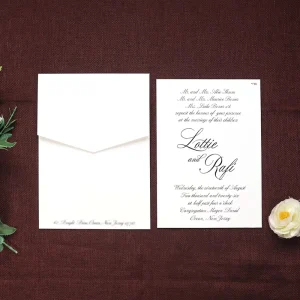 Elegant Calligraphy White Wedding Invitation Card Custom Printed Wedding Invite With Matching Plain Envelope
