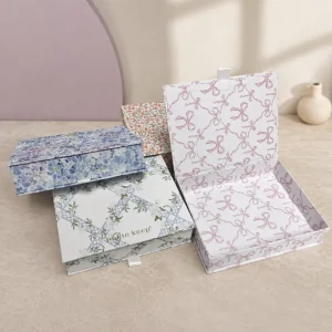 Elegant Floral Printed Magnetic Gift Box Custom Rigid Cardboard Packaging for Events Retail and Keepsakes