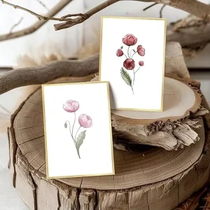 Elegant Gold Foil Floral Design Blank Greeting Cards Formal All Occasion Note Cards