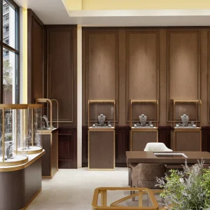 Elegant Jewellery Display Cabinets for Shop with Glass Shelves Vintage Antique Jewellery Display Cabinet with LED Lighting