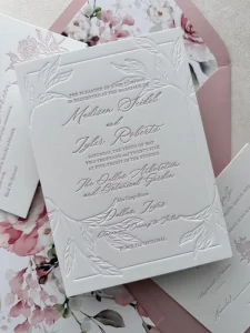 Elegant Letterpress Invitation Pure Cotton Paper Custom Debossed Anniversary Celebration Wedding Invites
