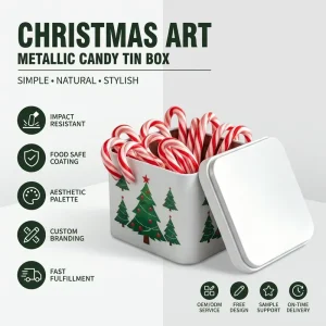 Elegant Stylish Christmas Art Metal Box Premium Empty Confectionery Metal box Packaging With Custom Logo