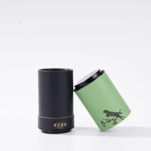 Elegant Tender Green Magpie Plum Illustration Chinese Art Tea Paper Tube for Premium Loose Leaf Gift Packaging Display