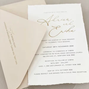 Elegant Wedding Invitation Card Deckled Edge Design with RSVP Envelope Marriage Ceremony Festival Party Use