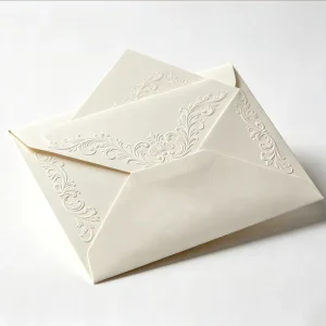 Elegant White Cardboard Greeting Cards Custom Printed Designs Matching Envelopes Custom Size for Weddings Parties Festive