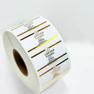 Embossed Luxury Gold Foil Stamping Metallic Shiny Sticker Label Roll Packaging Labels for Perfume Cosmetics Medical Bottle