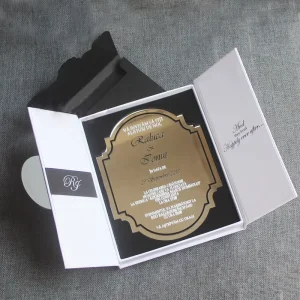 Embossing Design Clear Acrylic Invites Custom Acrylique Wedding Invitations with Box