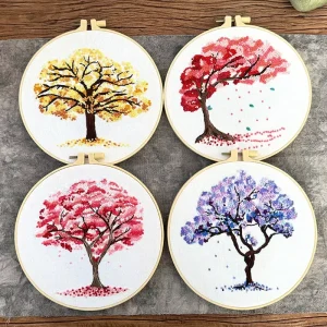 Embroidery DIY Handmade Material Package Lu Embroidery Four Seasons Tree Creative Living Room Study Hanging Painting