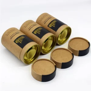 Empty Herbal Tea Paper Core Tubes Herbs Composite Cans Kraft Cylinder Tube Packaging Canister with Window Metal Lid