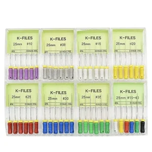 Endodontic K Files Set Stainless Steel Manual Dental Cleaning Filling Equipment Hand Use Root Canal Cure Files for Dental