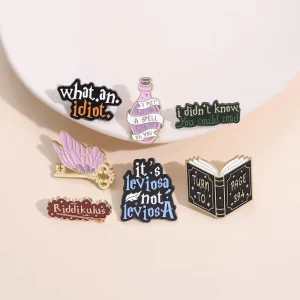 English Book Series Inspired Geometric Creative Pattern Brooch UV Printed Clothing Accessories Decoration Badge