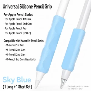 Ergonomic Silicone Stylus Grip for Apple Pencil 1 2 Pro USB-C and for Huawei M-Pencil 1 2 3 Anti-Slip Soft Pen Holder Sleeve