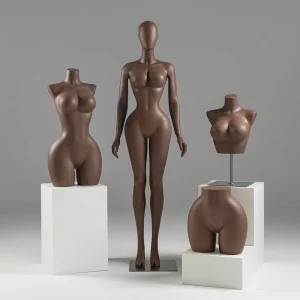 European Skin Tone Female Full Body Mannequin Set with Makeup Face Display Stand