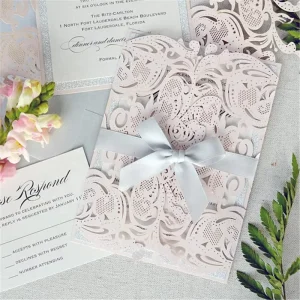 European Style Business Activity Invitation Card Custom Content Hollow Wedding Invitation Blessing Card