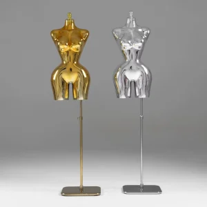 European Style Plus Size Half Body Dress Form Silver Gold Plated Armless Mannequin for Clothing Display
