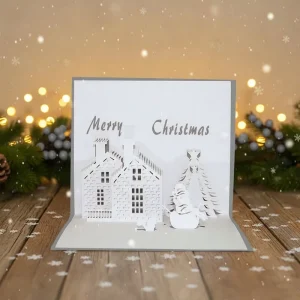 European style Elegant Art Paper Christmas & Birthday Gift Card Handcrafted 3D Pop up Creative Keepsake Card Red Custom Size