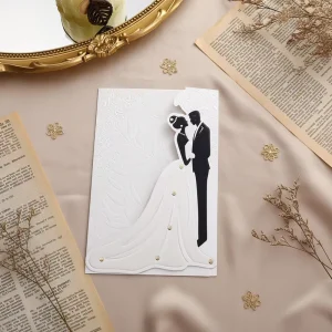 European style High end Wedding Invitations with Embossed Patterns Bronzing Printed Customizable Invitation Cards