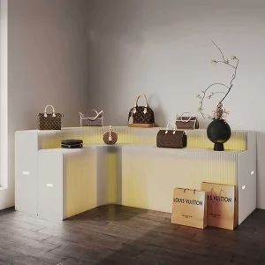 Exhibition Setup Display Stands Display Racks Cosmetics and Figurine Display Cases Illuminated Paper Display Tables