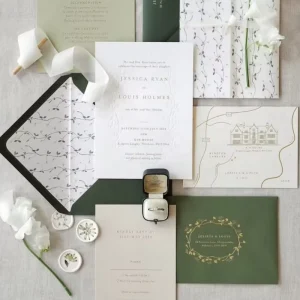 Exquisite Custom Wedding Invitation with Embossed Pattern and Gold Foil Perfect Choice for Event Planning Companies